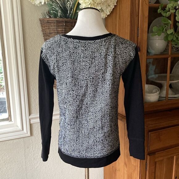 Cynthia Rowley Pull-Over Lined Chevron Tweed Long Sleeve Top Size S - Picture 5 of 7
